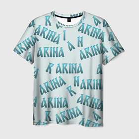 Мужская футболка 3D с принтом Арина   текст паттерн в Тюмени, 100% полиэфир | прямой крой, круглый вырез горловины, длина до линии бедер | 