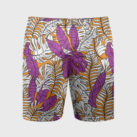 Мужские шорты спортивные с принтом Пальмовые листья с графикой ,  |  | Тематика изображения на принте: 