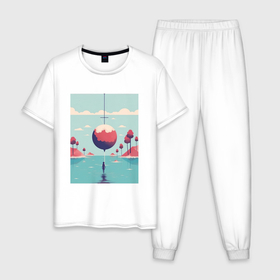 Мужская пижама хлопок с принтом Мир мечтателя в Курске, 100% хлопок | брюки и футболка прямого кроя, без карманов, на брюках мягкая резинка на поясе и по низу штанин
 | 
