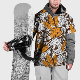 Накидка на куртку 3D с принтом Оранжевые и коричневые пальмовые листья в Новосибирске, 100% полиэстер |  | 