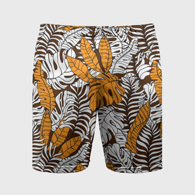 Мужские шорты спортивные с принтом Оранжевые и коричневые пальмовые листья ,  |  | 