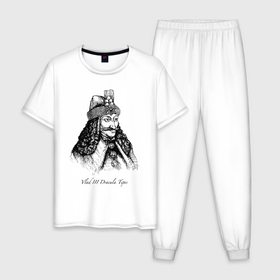 Мужская пижама хлопок с принтом Влад Дракула в Белгороде, 100% хлопок | брюки и футболка прямого кроя, без карманов, на брюках мягкая резинка на поясе и по низу штанин
 | 