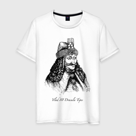 Мужская футболка хлопок с принтом Влад Дракула в Санкт-Петербурге, 100% хлопок | прямой крой, круглый вырез горловины, длина до линии бедер, слегка спущенное плечо. | 