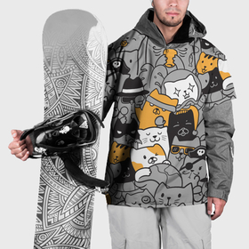 Накидка на куртку 3D с принтом Забавные котики в паттерне в Новосибирске, 100% полиэстер |  | 