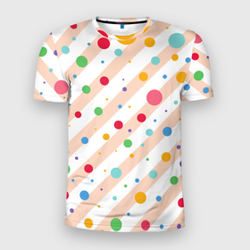 Мужская футболка 3D Slim с принтом Color circles , 100% полиэстер с улучшенными характеристиками | приталенный силуэт, круглая горловина, широкие плечи, сужается к линии бедра | 