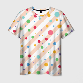 Мужская футболка 3D с принтом Color circles , 100% полиэфир | прямой крой, круглый вырез горловины, длина до линии бедер | 