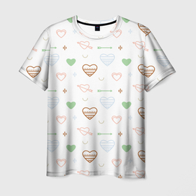 Мужская футболка 3D с принтом Cute hearts в Новосибирске, 100% полиэфир | прямой крой, круглый вырез горловины, длина до линии бедер | 