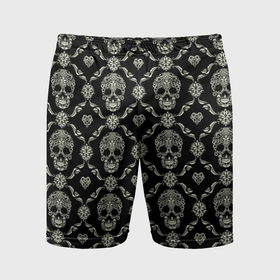 Мужские шорты спортивные с принтом Узор с черепами Pattern with skulls в Курске,  |  | Тематика изображения на принте: 