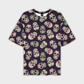 Мужская футболка oversize 3D с принтом Узор с черепами Pattern with skulls в Санкт-Петербурге,  |  | Тематика изображения на принте: 
