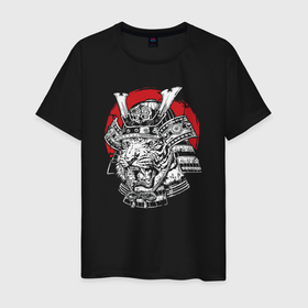 Мужская футболка хлопок с принтом Тигр самурай Tiger samurai в Петрозаводске, 100% хлопок | прямой крой, круглый вырез горловины, длина до линии бедер, слегка спущенное плечо. | 