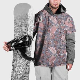 Накидка на куртку 3D с принтом Нежный цветочный принт, листья в Тюмени, 100% полиэстер |  | 