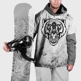 Накидка на куртку 3D с принтом Черно белый злой медведь в Белгороде, 100% полиэстер |  | Тематика изображения на принте: 