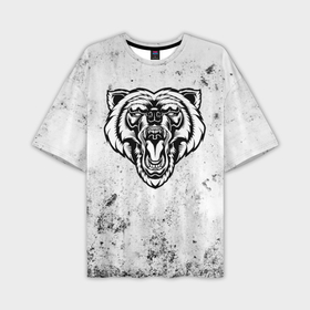 Мужская футболка oversize 3D с принтом Черно белый злой медведь ,  |  | Тематика изображения на принте: 