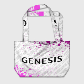 Пляжная сумка 3D с принтом Genesis pro racing: надпись и символ в Кировске, 100% полиэстер | застегивается на металлическую кнопку; внутренний карман застегивается на молнию. Стенки укреплены специальным мягким материалом, чтобы защитить содержимое от несильных ударов
 | 