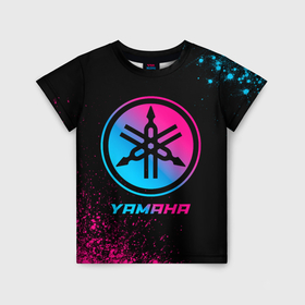 Детская футболка 3D с принтом Yamaha   neon gradient в Тюмени, 100% гипоаллергенный полиэфир | прямой крой, круглый вырез горловины, длина до линии бедер, чуть спущенное плечо, ткань немного тянется | Тематика изображения на принте: 
