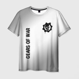 Мужская футболка 3D с принтом Gears of War glitch на светлом фоне: надпись, символ в Санкт-Петербурге, 100% полиэфир | прямой крой, круглый вырез горловины, длина до линии бедер | 
