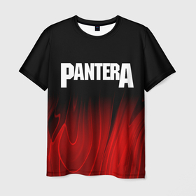Мужская футболка 3D с принтом Pantera red plasma в Белгороде, 100% полиэфир | прямой крой, круглый вырез горловины, длина до линии бедер | 