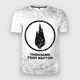 Мужская футболка 3D Slim с принтом Thousand Foot Krutch с потертостями на светлом фоне в Петрозаводске, 100% полиэстер с улучшенными характеристиками | приталенный силуэт, круглая горловина, широкие плечи, сужается к линии бедра | 