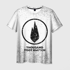 Мужская футболка 3D с принтом Thousand Foot Krutch с потертостями на светлом фоне в Белгороде, 100% полиэфир | прямой крой, круглый вырез горловины, длина до линии бедер | 