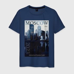 Мужская футболка хлопок с принтом Moscow city обложка журнала в Белгороде, 100% хлопок | прямой крой, круглый вырез горловины, длина до линии бедер, слегка спущенное плечо. | 