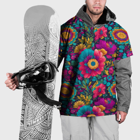 Накидка на куртку 3D с принтом Цветочный микс в Петрозаводске, 100% полиэстер |  | Тематика изображения на принте: 