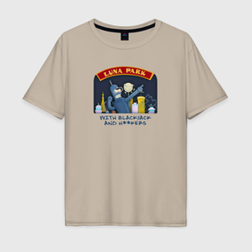 Мужская футболка хлопок Oversize с принтом Бендер с блекджеком и профурсетками в Белгороде, 100% хлопок | свободный крой, круглый ворот, “спинка” длиннее передней части | 