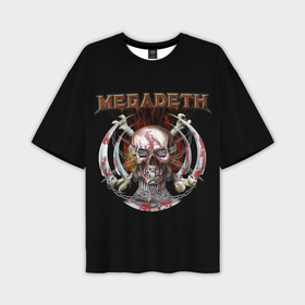 Мужская футболка oversize 3D с принтом Megadeth   боевой череп ,  |  | Тематика изображения на принте: 