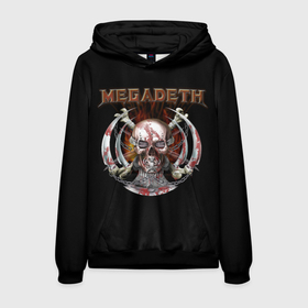 Мужская толстовка 3D с принтом Megadeth   боевой череп в Екатеринбурге, 100% полиэстер | двухслойный капюшон со шнурком для регулировки, мягкие манжеты на рукавах и по низу толстовки, спереди карман-кенгуру с мягким внутренним слоем. | 