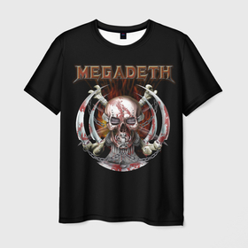 Мужская футболка 3D с принтом Megadeth   боевой череп , 100% полиэфир | прямой крой, круглый вырез горловины, длина до линии бедер | Тематика изображения на принте: 