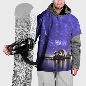 Накидка на куртку 3D с принтом Сидней в фиолетовом в закате в Белгороде, 100% полиэстер |  | 