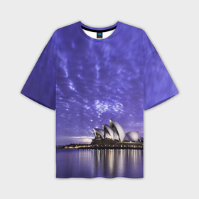 Мужская футболка oversize 3D с принтом Сидней в фиолетовом в закате в Белгороде,  |  | 