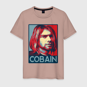 Мужская футболка хлопок с принтом Nirvana   Kurt Cobain в Курске, 100% хлопок | прямой крой, круглый вырез горловины, длина до линии бедер, слегка спущенное плечо. | Тематика изображения на принте: 