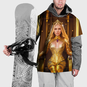 Накидка на куртку 3D с принтом Девушка королева на троне в Екатеринбурге, 100% полиэстер |  | 