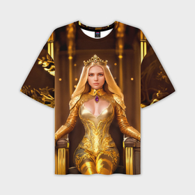 Мужская футболка oversize 3D с принтом Девушка королева на троне в Екатеринбурге,  |  | 