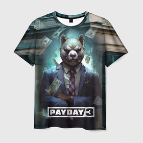 Мужская футболка 3D с принтом Payday      3 bear в Новосибирске, 100% полиэфир | прямой крой, круглый вырез горловины, длина до линии бедер | 