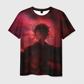 Мужская футболка 3D с принтом Танджиро танец бога огня в Кировске, 100% полиэфир | прямой крой, круглый вырез горловины, длина до линии бедер | Тематика изображения на принте: 