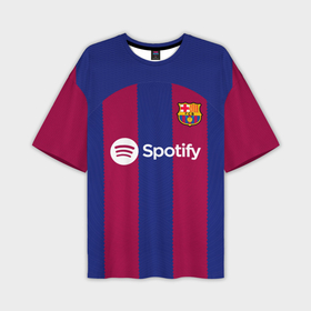Мужская футболка oversize 3D с принтом Роберт Левандовский Барселона форма 23 24 домашняя ,  |  | 