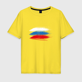 Мужская футболка хлопок Oversize с принтом Креативный Флаг России в Кировске, 100% хлопок | свободный крой, круглый ворот, “спинка” длиннее передней части | 