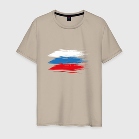Мужская футболка хлопок с принтом Креативный Флаг России в Тюмени, 100% хлопок | прямой крой, круглый вырез горловины, длина до линии бедер, слегка спущенное плечо. | Тематика изображения на принте: 