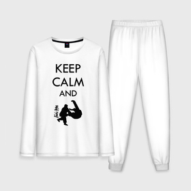 Мужская пижама с лонгсливом хлопок с принтом Keep calm and judo в Петрозаводске,  |  | 