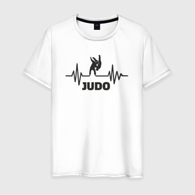 Мужская футболка хлопок с принтом Judo pulse в Петрозаводске, 100% хлопок | прямой крой, круглый вырез горловины, длина до линии бедер, слегка спущенное плечо. | 