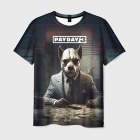 Мужская футболка 3D с принтом Bulldog payday 3 в Санкт-Петербурге, 100% полиэфир | прямой крой, круглый вырез горловины, длина до линии бедер | Тематика изображения на принте: 