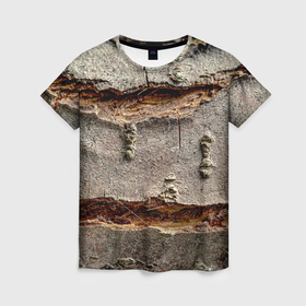 Женская футболка 3D с принтом Деревянный разлом в Санкт-Петербурге, 100% полиэфир ( синтетическое хлопкоподобное полотно) | прямой крой, круглый вырез горловины, длина до линии бедер | 