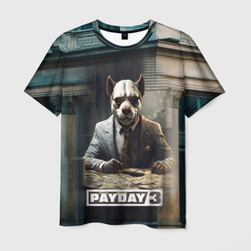 Мужская футболка 3D с принтом Payday 3  dog в Екатеринбурге, 100% полиэфир | прямой крой, круглый вырез горловины, длина до линии бедер | Тематика изображения на принте: 