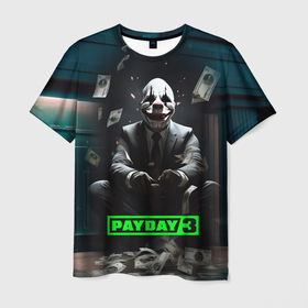 Мужская футболка 3D с принтом Payday 3  game в Екатеринбурге, 100% полиэфир | прямой крой, круглый вырез горловины, длина до линии бедер | 