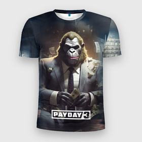Мужская футболка 3D Slim с принтом Gorilla                Payday    3 в Тюмени, 100% полиэстер с улучшенными характеристиками | приталенный силуэт, круглая горловина, широкие плечи, сужается к линии бедра | 