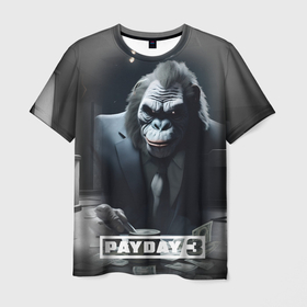 Мужская футболка 3D с принтом Payday 3 big gorilla в Петрозаводске, 100% полиэфир | прямой крой, круглый вырез горловины, длина до линии бедер | 