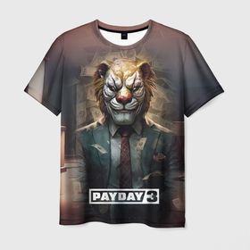 Мужская футболка 3D с принтом Payday  3 lion в Петрозаводске, 100% полиэфир | прямой крой, круглый вырез горловины, длина до линии бедер | Тематика изображения на принте: 