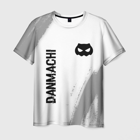 Мужская футболка 3D с принтом DanMachi glitch на светлом фоне: надпись, символ в Рязани, 100% полиэфир | прямой крой, круглый вырез горловины, длина до линии бедер | 