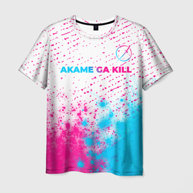 Мужская футболка 3D с принтом Akame ga Kill neon gradient style: символ сверху , 100% полиэфир | прямой крой, круглый вырез горловины, длина до линии бедер | 